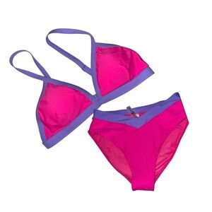 Pink and Purple Bikini Set